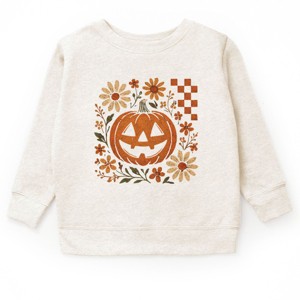 Pumpkin Floral Grunge - Toddler Graphic Sweatshirt and Youth Graphic Sweatshirt - 1 of 2