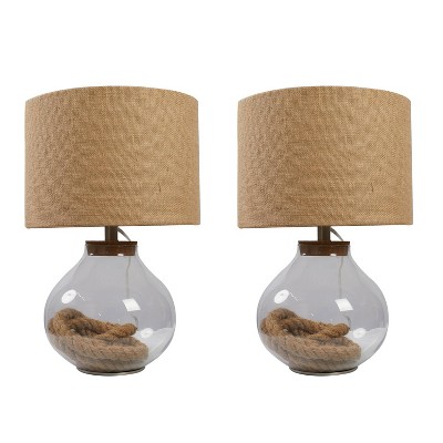 rope and sea glass table lamp