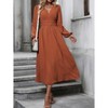 Clearlove Women's Spring Fall Dot V Neck Maxi Dress Casual Puff Long Lantern Sleeve A-Line Flowy Dress - 4 of 4