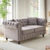 63.5" Velvet Modern Chesterfield Sofa with Button Tufted and Nail-Trimmed Arms, Includes 2 Cushions, Upholstered Fabric with Wood Legs for Living Room - 3 of 4