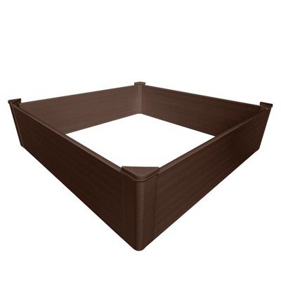 HomeRoots 44" X 44" Brown Heavy Duty Plastic Square Raised Garden Bed