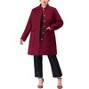 Agnes Orinda Women's Plus Size Elegant Mid-Length Stand Collar Back Split Winter Single Breasted Overcoats - 2 of 4