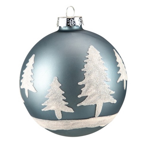 Northlight Set Of 2 Shiny Stone Blue Glitter Snowflakes Glass Christmas  Ball Ornaments 4 : Target