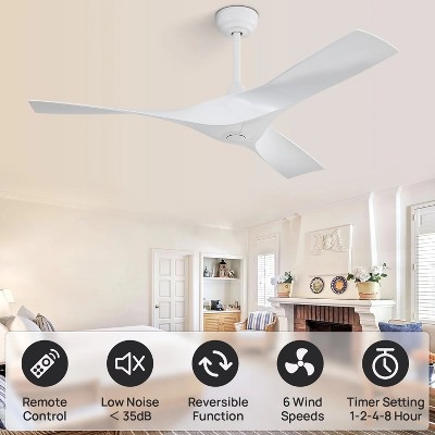 Sofucor 52" ABS Ceiling Fan Adjustable Height 6-Speeds Remote Control Without Light for Indoor and Outdoor
