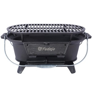 Oval Cast Iron Grill Outdoor, Portable Charcoal Grill and Tabletop Cast Iron Skillet,100% Cast Iron, Enameled, Durable,Charcoal Grill, Camping Stove - 1 of 4