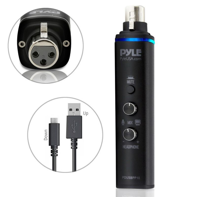 Pyle Microphone XLR-to-USB Signal Adapter - Black, 1 of 9