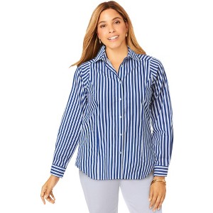 Jessica London Women's Plus Size Wrinkle-Free Stretch Poplin Shirt - 1 of 4