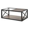 39.37" Tempered Glass and Rustic Wood Grain MDF Coffee Table with Metal Frame, Industrial Style Modern Table for Bedroom and Living Room - 4 of 4