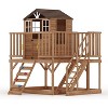 2-Story Elevated Cedar Playhouse for Kids - Outdoor Wooden Playhouse with Climbing Wall & Step Ladder, Modern Design - 4 of 4