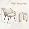 Ainfox 3 PCS Wicker Sofa Patio Bistro Set, Patio Furniture with Glass Top Table and Cushions - 2 of 4