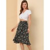 Allegra K Women's Floral Printed Self Tie Knot High-Low Ruffle Hem Wrap Skirt - 3 of 4