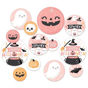 Big Dot of Happiness Pastel Halloween - Pink Pumpkin Party Giant Circle Confetti - Party Decorations - Large Confetti 27 Count - 1 of 4