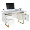 Anybear White and Gold Desk for Office with Drawers and Storage - 4 of 4