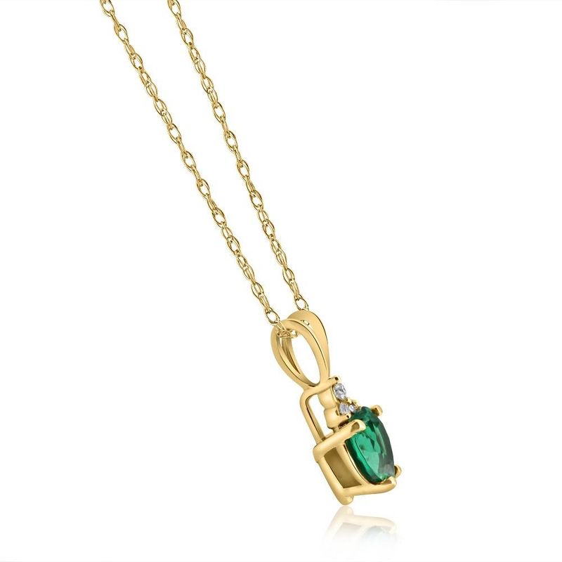 Pompeii3 Emerald & Diamond Heart Pendant Necklace in 14k White or Yellow Gold, 2 of 4