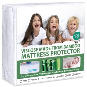 Aoibox Waterproof Twin Mattress Protector Skin Friendly Breathable Bamboo Jersey Cover 14 Inch Deep Pocket - 1 of 4
