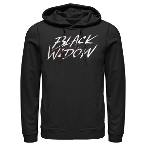Men's Marvel Black Widow Chalk Logo Pull Over Hoodie - 1 of 3