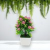 Unique Bargains Artificial Plants 17-Bud Square Pot Plum Blossom Arrangement Plastic 2.95"x2.95"x8.27" 1 Pcs - 2 of 4