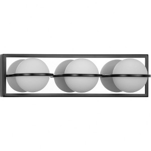 Progress Lighting Pearl 3-Light LED Modern Bath Vanity Light, Steel, Matte Black, Opal Glass Shade - 1 of 2