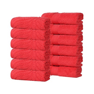 Chevron Zero Twist Cotton Solid and Jacquard Hand Towel Set of 6 by Blue Nile Mills