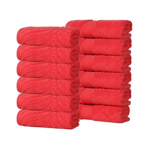Chevron Zero Twist Cotton Solid and Jacquard Hand Towel Set of 6 by Blue Nile Mills - 1 of 4