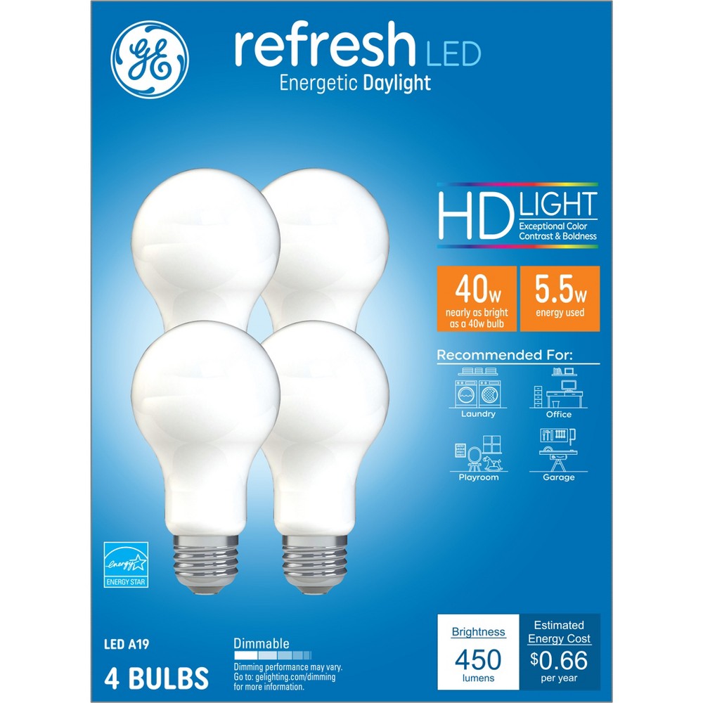Photos - Light Bulb GE 4pk 5.5W 40W Equivalent Refresh LED HD  Daylight