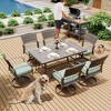 Pamapic 7-Piece Metal Patio Outdoor Dining Set with Rectangle Table and Rattan Swivel Chairs with Cushion - 3 of 4