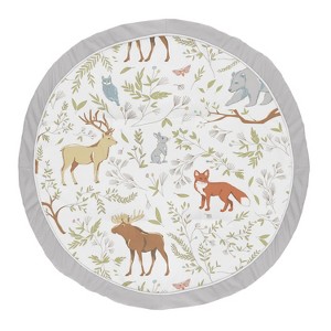 Sweet Jojo Designs Boy or Girl Gender Neutral Unisex Baby Tummy Time Playmat Woodland Toile Grey Green and Taupe - 1 of 4