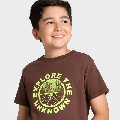 Детские Cat & Jack Boys' Short Sleeve 'Explore the Unknown' Graphic T-Shirt - Cat & Jack™ Brown M — фото 2