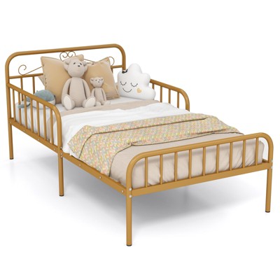 Safstar Twin Size Metal Bed Frame Modern Platform Bed with Safety Guardrails Headboard