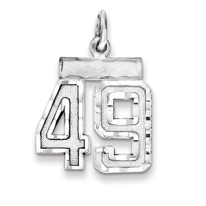 Black Bow Jewelry Sterling Silver, Varsity Collection, Small D/C Pendant, Number 49 - 1 of 4