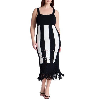 ELOQUII Women's Plus Size Sweater Stripe Dress