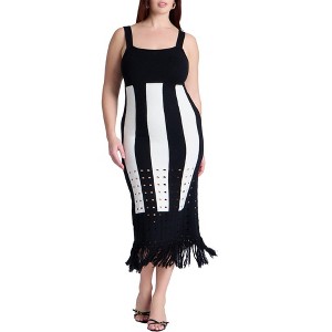 ELOQUII Women's Plus Size Sweater Stripe Dress - 1 of 3