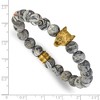 Chisel Stainless Steel Antiqued and Yellow IP-plated Wolf Head Matte 8.5mm Jasper 6.75" Stretch Bracelet - 3 of 4