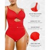 SHAPELLX Tummy Control Swimsuits Women V Neck One Piece Bathing Suit Ruched Push Up Slimming Swimwear Built-in Bra—Red 38 - 3 of 3