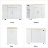 Ridstar 48.5 in. W 5-Wheel Mobile Kitchen Island with Trash Bin Storage Cabinet, Internal Shelving & 3 Drawers-White - 4 of 4