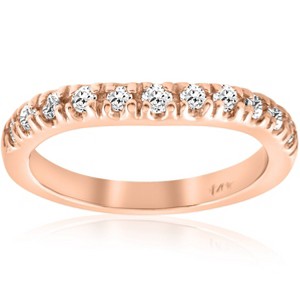 Pompeii3 1/4ct Diamond Curved Wedding Guard Band 14K Rose Gold - 1 of 4
