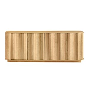 Lirago Natural Solid Wood Accent Cabinet with Doors 64''W x 15''D x 24''H MultiFunctional Storage TV Stand - 1 of 4