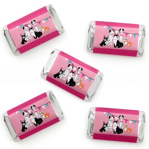 Big Dot of Happiness Pawty Like a Puppy Girl - Mini Candy Bar Wrapper Stickers - Pink Dog Baby Shower or Birthday Party Small Favors - 40 Count - 1 of 4