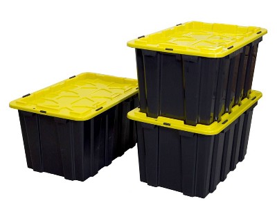 Mount-It! Heavy-Duty Plastic Storage Bins, Set of 3, 60 Liter Capacity