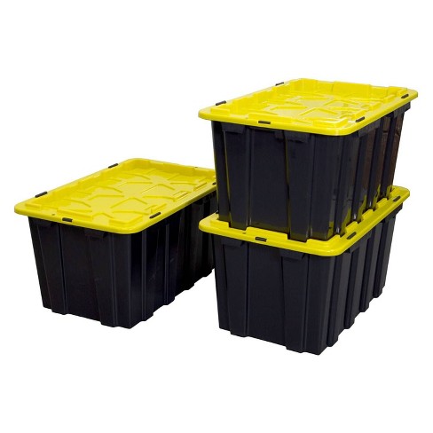 Homz 6610BKTS.10 10 Gallon Durable Molded Plastic Storage Bin w/ Lid (10  Pack)