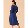 Seta T Women's Twist Knot Front V Neck 3/4 Sleeve Casual A-line Dresses - 4 of 4