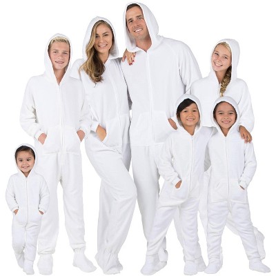 Footed Pajamas Family Matching Arctic White Hoodie Fleece