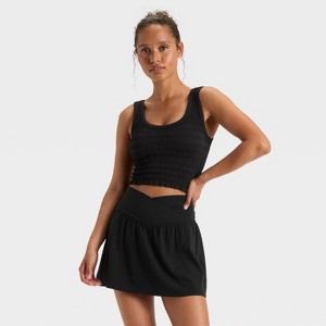 Women's Smocked Support Cropped Tank Top - JoyLab™ - 1 of 3