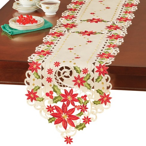 Vintage popular Poinsettias Tablecloth 65