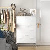 Vynxaria White Shoe Storage Cabinet with 3 Flip Drawers for Entryway - 2 of 4