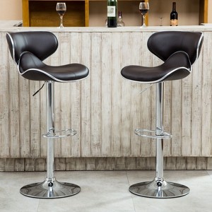 NicBex Dining Chairs Set of 2 Stool Upholstered Chair Airlift Adjustable Swivel Barstool with Chrome Base for Kitchen, Home Bar - 1 of 4