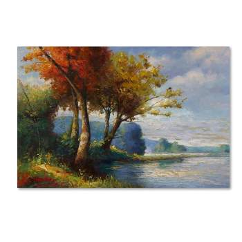 16"x24" Corot Tribute by Daniel Moises - Trademark Fine Art, Gallery-Wrapped Landscape Canvas, Contemporary Style, USA Made