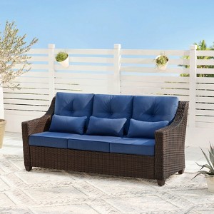 Spruce & Spring Outdoor Wicker Patio Outdoor Sofa Swivel Chair Coffee Table - 1 of 1