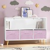 Toy Storage Organizer Bookshelf with Storage with 3 Collapsible Fabric Drawers and Pine Legs - 2 of 4