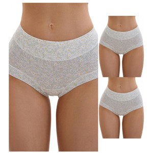 INSPIRE CHIC 3 Packs Women's Cotton Floral Printed High Waisted Full Coverage Tummy Underwear - 1 of 4